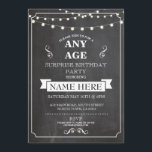 Invitación a cualquier edad a la fiesta de cumplea<br><div class="desc">La rústica invitación del fiesta sorpresa con luces de cuerda. Perfecto para cualquier fiesta de cumpleaños. SIMPLEMENTE CAMBIE EL TEXTO PARA QUE SE ADAPTE A SU FIESTA. Se incluye copia de seguridad</div>