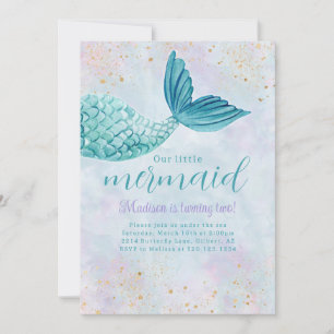 Invitación a cualquier edad de la sirena acuarela