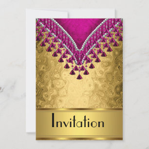 Invitación a Cualquier Fiesta Dorado y Morado