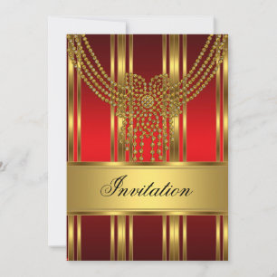 Invitación a Cualquier Fiesta Dorado y Rojo