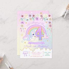 Invitación a cuarto cumpleaños de Pastel Rainbow U