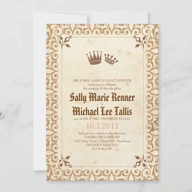 Invitación a cuento de hadas del libro de historia (Anverso)