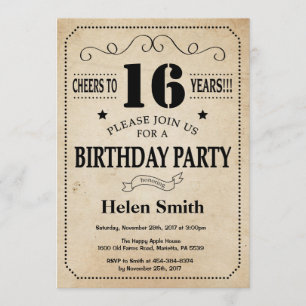 Invitación a cumpleaños 16 Retro de cosecha rústic