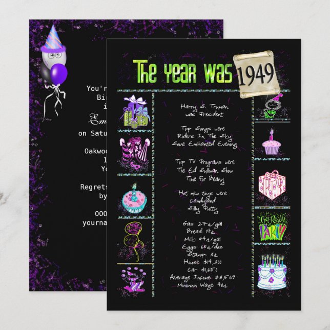 Invitación a cumpleaños 1949 (Anverso / Reverso)