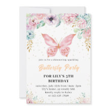 Invitación a cumpleaños 2025 de una mariposa purpu