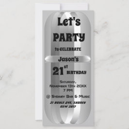 Invitación a cumpleaños 21 de Metallic Gray