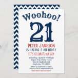 Invitación a cumpleaños 21 hombres marina azul<br><div class="desc">Una invitación divertida y sorprendente de cumpleaños número 21 para un esposo,  amigo o padre.</div>