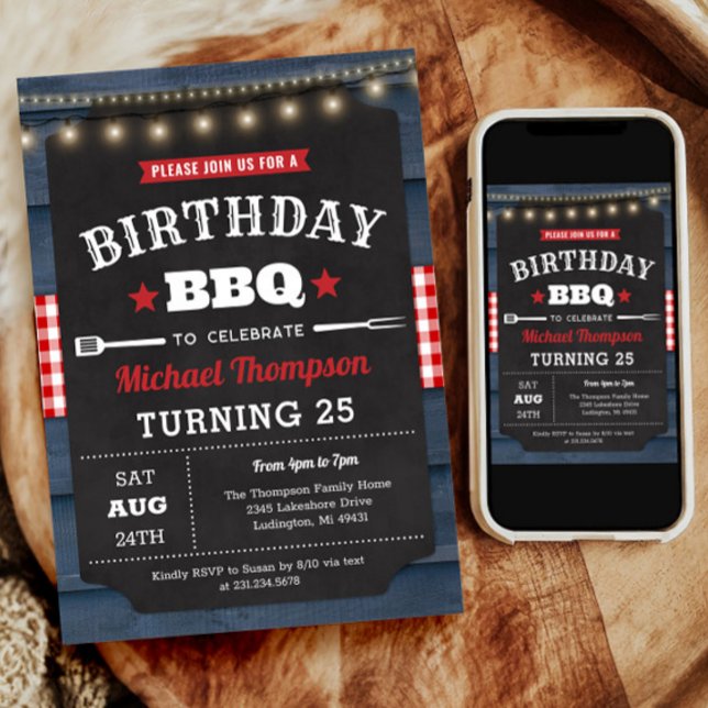 Invitación a cumpleaños 25 - Fiesta de barbacoa (25th Birthday Invitation - Barbecue Party)