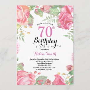 Invitación a cumpleaños 70 de Botánica Floral