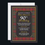 Invitación a cumpleaños 90 de Royal Stewart Tartán<br><div class="desc">Invitación de cumpleaños 90 del Royal Stewart Scottish tartan. Este tartán es el famoso Stewart Real o el tartán de Stuart Real y es uno de los tartanos más conocidos. Se asocia con la Casa Real de Stewart y es el blanco personal del monarca británico. Este escocés también lo usan...</div>