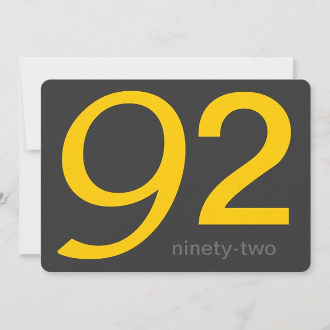 Invitación a cumpleaños 92 Personalizado amarillo  (Anverso)