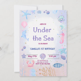 Invitación a cumpleaños bajo el mar imprimible