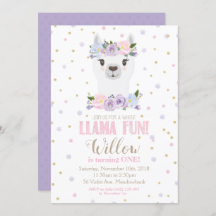 Invitación a cumpleaños Chica morado floral