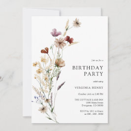 Invitación a cumpleaños con flores de Boho
