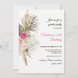 Invitación a cumpleaños con flores de Boho