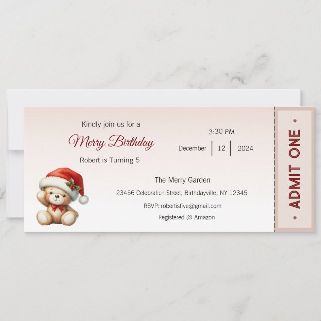 Invitación a cumpleaños con mora, cumpleaños de Na (Anverso)