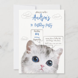 Invitación a cumpleaños con tema de gato - Cumplea