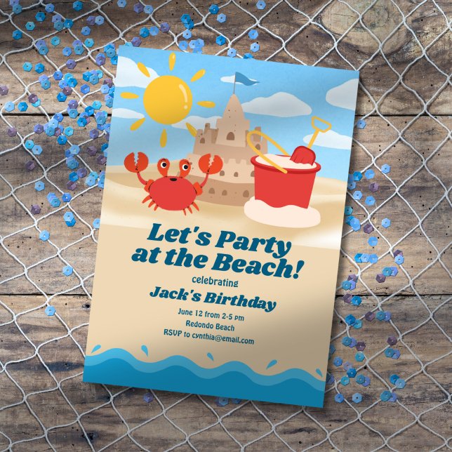 Invitación a cumpleaños con temas de playa (Subido por el creador)