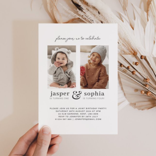 Invitación a cumpleaños conjunta de dos fotos (Subido por el creador)
