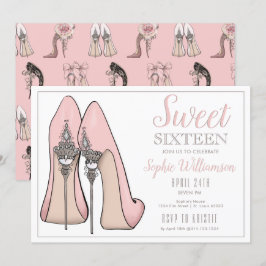 Invitación a cumpleaños de 16 tacones de alto nive
