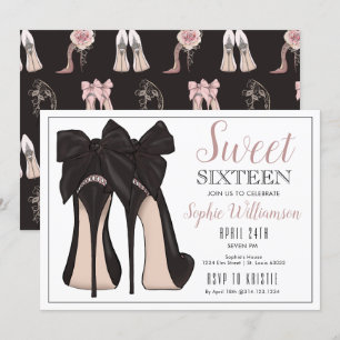 Invitación a cumpleaños de 16 tacones de alto nive