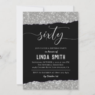 Invitación a cumpleaños de 60 diamantes