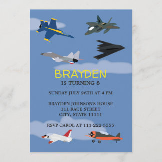 Invitación a cumpleaños de avión infantil