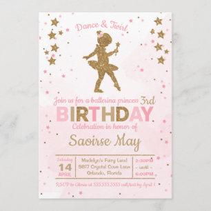 Invitación a cumpleaños de Ballerina Princess Spar