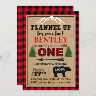 Invitación a cumpleaños de Buffalo Plaid
