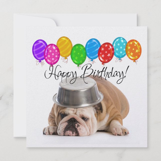 Invitación a cumpleaños de Bulldog divertida - SRF (Anverso)