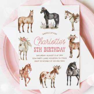 Invitación a cumpleaños de caballo, invitación a a