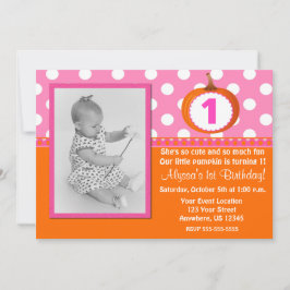 Invitación a cumpleaños de calabaza Naranja rosa