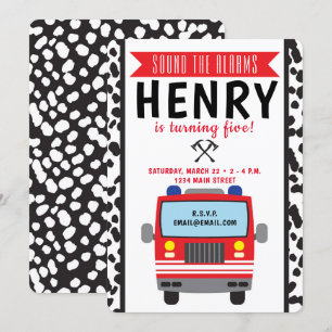 Invitación a cumpleaños de camión de bomberos