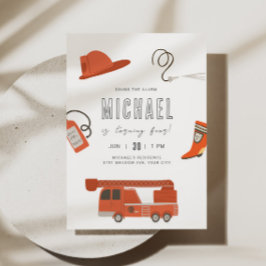 Invitación a cumpleaños de camión de bomberos