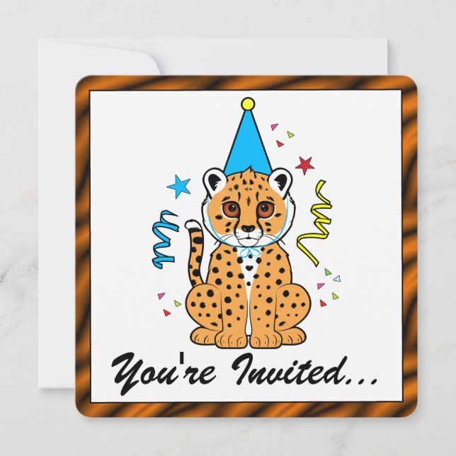 Invitación a cumpleaños de Cheetah Cub (Anverso)