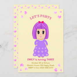 Invitación a cumpleaños de Chica Cute