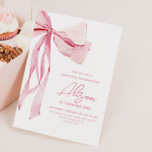 Invitación a cumpleaños de Chica de Cute Bow
