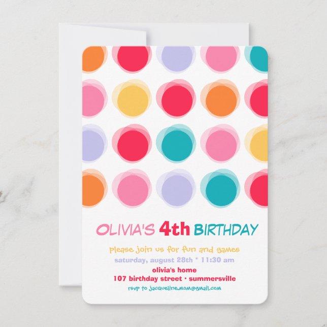 Invitación a cumpleaños de Chica de niños con punt (Anverso)