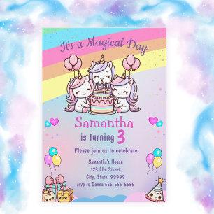 Invitación a cumpleaños de Chica de unicornio