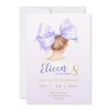 Invitación a cumpleaños de Chica Purple Bow