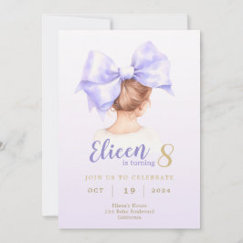 Invitación a cumpleaños de Chica Purple Bow