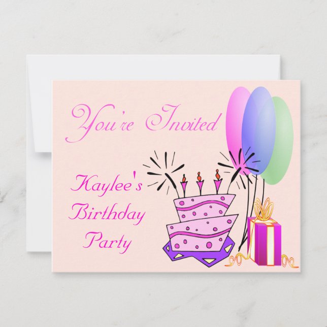 Invitación a cumpleaños de Chicas (Anverso)