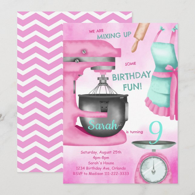 Invitación a cumpleaños de Chicas Fiestas que prep (Anverso / Reverso)