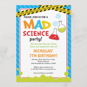 Invitación a cumpleaños de ciencia loca / Científi