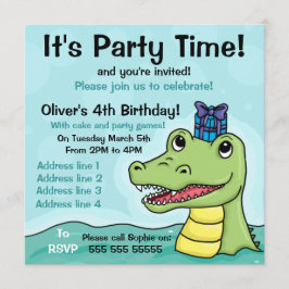 Invitación a cumpleaños de cocodrilo Snappy