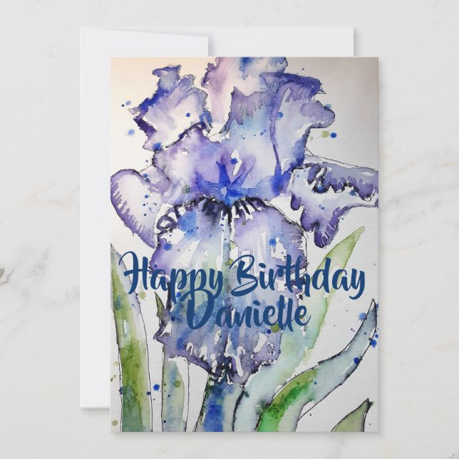 Invitación a cumpleaños de color marrón iris (Anverso)