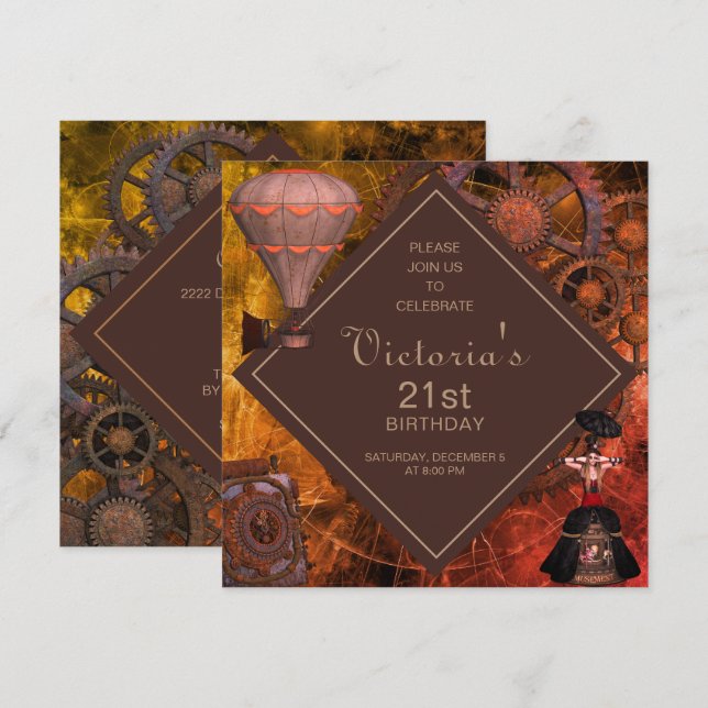 Invitación a cumpleaños de cosecha industrial (Anverso / Reverso)