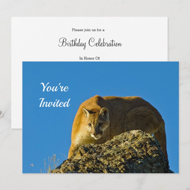 Invitación a cumpleaños de Cougar (Anverso / Reverso)