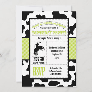 Invitación a cumpleaños de Cowboy Piel de vaca ver