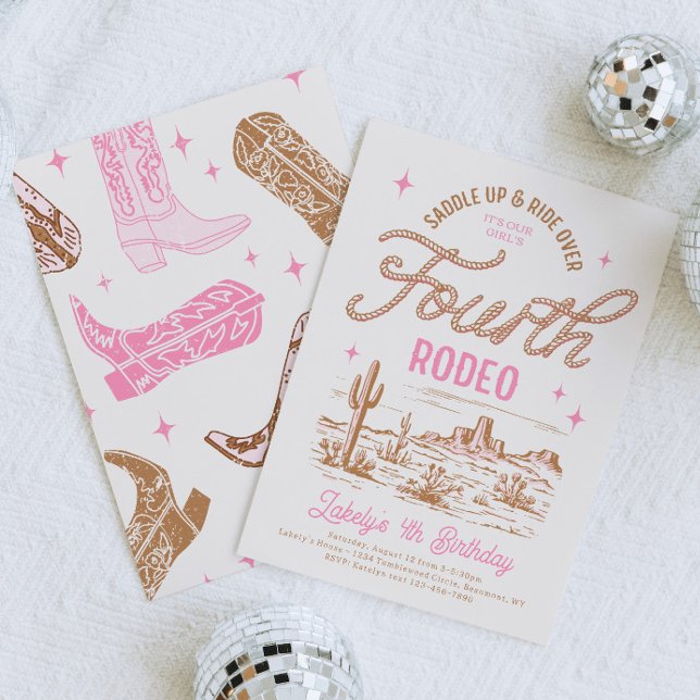Invitación a cumpleaños de Cowgirl Cuarto Rodeo (Subido por el creador)